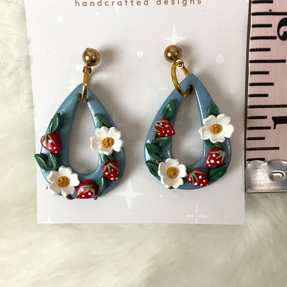 Allison Jane Handcrafted Designs Strawberry Floral Earrings (NWT) - Picture 2 of 3